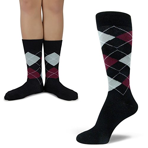 Spotlight Hosiery Elite Quality Colorful Soft Cotton Mens & Junior's Argyle Dress Socks Set