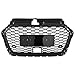 Partzer Front Bumper Grille Compatible with 2017-2020 Audi A3 8V RS3 Style Front Honeycomb Mesh Grille Gloss Black W/ACC