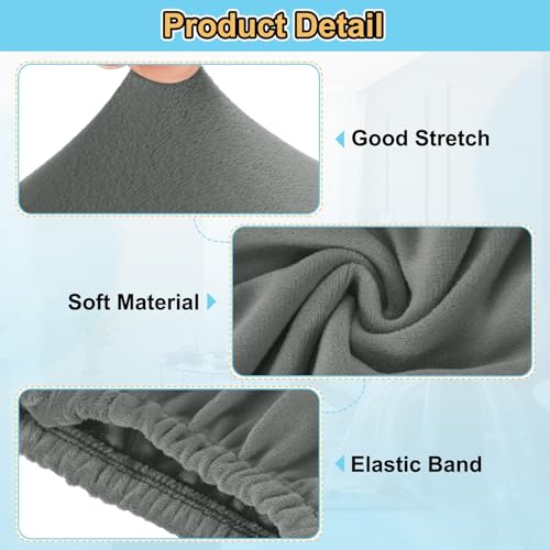 Housse de pouf extensible pour rénover un repose-pieds usé gris - 4