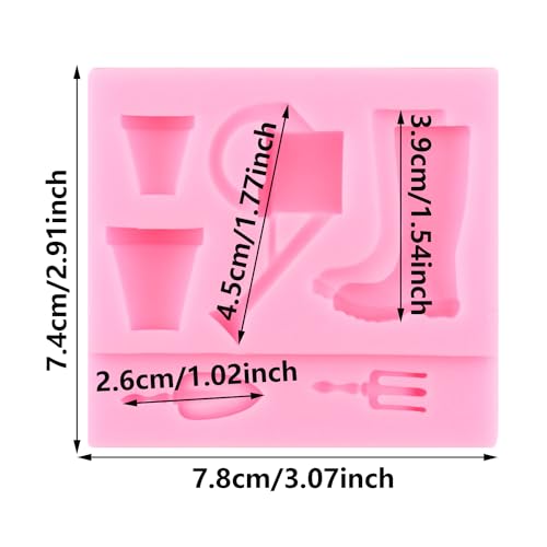 XMOLDNMS Garden Accessories Silicone Mould Watering Can Trowel Fork Plant Pot Fondant Mould for Bird Cake Decoration Cupcake Topper Candy Chocolate Polymer Clay Gum Paste - Image 2
