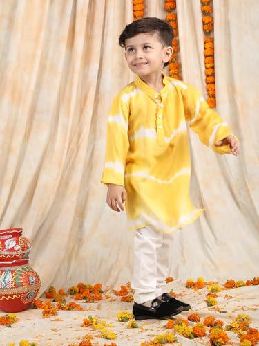 Image of POLKA TOTS Boys Cotton Ethnic Kurta Pajama Set with Attached Koti | Ethnic Motif Wear Kids Kurta Pyjama for Boys & Toddlers | Traditional Dress for Weddings & Festivals | Festive Jubba Set for Babies