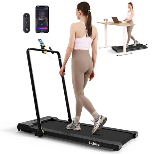 Image of LICHICO Walking Pad Treadmill Under Desk, 2 in 1 Portable Folding Treadmill, 3.0HP Brushless Motorized Electric Treadmill, Larger Running Area, Small Mini Running Machine for Home