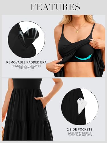 V FOR CITY Womens Summer Dresses with Built in Bra Adjustable Strap Cami Dress V Neck Tiered Sundress with Pockets - Image 4