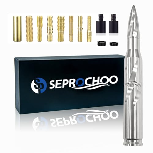 Car Truck Bullet Antenna 50 Cal Bullet Antenna Universal Replacement for GMC Sierra 1500 Chevy Dodge Ram Silverado 1500 2500 3500 Ford F150 F250 F350 Accessories Spiral Pattern (Chrome 5.5inch)