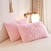 HAIHUA Fluffy Pink Comforter Cover Queen Set, Soft Furry Shaggy Pink Bedding Queen Set 3 Pieces (1 Fuzzy Duvet Cover + 2 Faux Fur Pillow Cases) Fluffy Bed Set, Zipper Closure