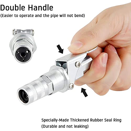 12000 PSI Lock Vetkoppeling Snelsluiting,Krachtige Vetnippel met Dubbele Greep Snelsluiting,Snelsluiting Geïntegreerde Hogedruk Vetkoppeling,Geschikt Voor alle Vetpersen 1/8 inch NPT Vet-G(Zilver) - Image 5