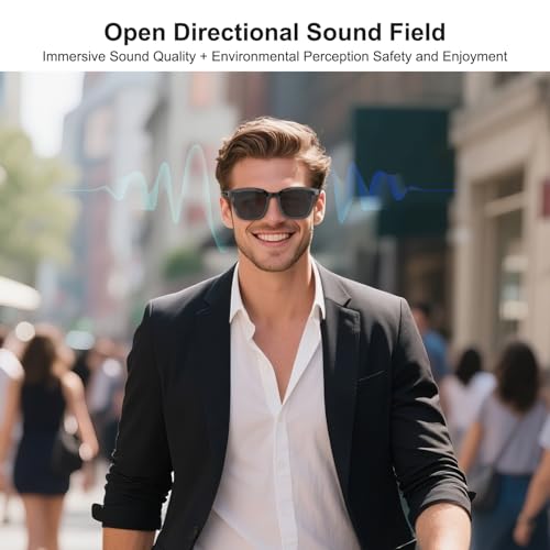 Image of Smart Glasses with Wear Detection Auto On /Off Outdoor Mode | Polarized Smart Sunglasses with Bluetooth Speaker, Noise Reduction, Athletic /Outdoor UV Protection and Voice Control, Unisex