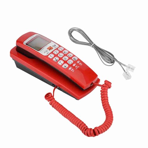 Teléfono fijo con identificador de llamadas DTMF cableado rojo miniatura 4