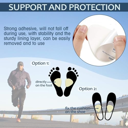 Image of Syhood 20 Pieces Metatarsal Felt Pads Foot Insert Pads Ball of Cushion for Pain Relief Forefoot and Sole Adhesive Accessories for Men and Women 1 /4 Inch Thick(Oval,White,Wool Felt)