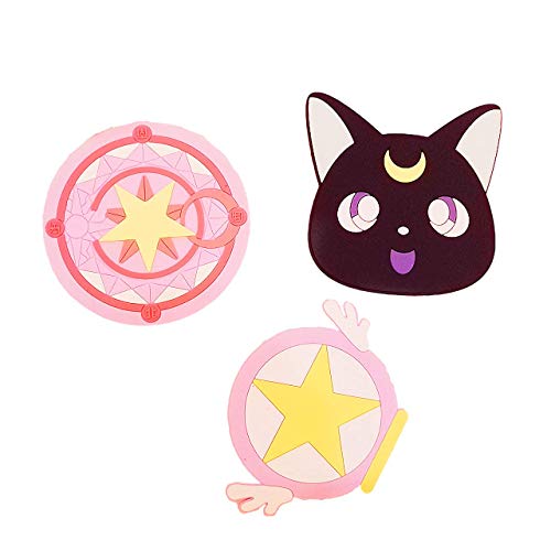GK-O 3 pcs Set Anime Sailor Moon Luna Cat Card Captor Sakura Coasters Coffee Drink Tea Cup Mat Placemats Wine Mat