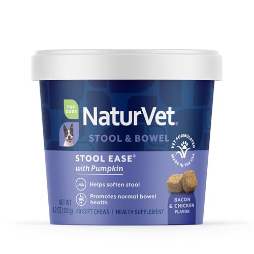 NaturVet – Stool Ease for Dogs – 40 Soft Chews – Helps Maintain Regular Bowel Movements – Enhanced with Sugar Beet Pulp, Flaxseed & Psyllium Husk – 40 Day Supply