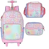Mochila Stitch com Rodinhas Lancheira Térmica E Estojo MC50092SC ROSA