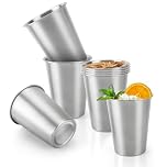 Aramanara 12 Pcs 260 ml Stainless Steel Cups, Shatterproof Metal Beer Tumbler Mugs, 9 oz Reusable Silver Drinking Cups for Party Camping Travel Hiking Outdoor Picnics