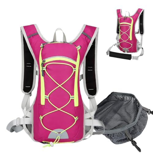 Euyaita Fahrradrucksack Skirucksack mit Helmnetz Ultraleicht Fahrrad MTB Rucksack Wanderrucksack Wasserdicht Rucksäcke für Herren Damen Radsport Camping Laufen (Rose)