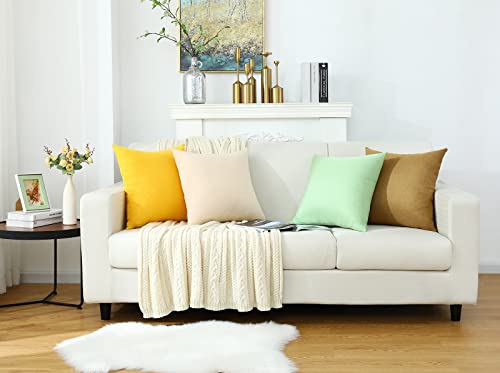 Jeneoo Decorative Beige White Kids Throw Pillow Covers Rustic Farmhouse Square Linen Burlap Soft Comfy Solid Ivory Cushion Couch Cases (Set Of 2, 12 X 12 Inches) #TOP6