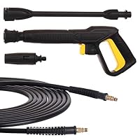 TECHKAR Hochdruckreiniger Pistole 10m Hochdruckschlauch & Lanze – Kärcher K2 – K5 Zubehör – Vario verstellbare Düse für Hochdruckreiniger – Click Quick Connect – Ansicht 2