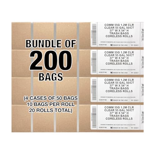 Ultrasac Heavy Duty 55 Gallon Clear Trash Bags - (Value 200 Pack) - 1.5 MIL equivalent Industrial Strength Plastic 37" x 54" for 50-55 Gal Cans -Fits Toter, Rubbermaid Brute, Carlislie Bronco etc. by Ultrasac - Image 6