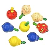 Wood Spinning Tops, Multicolored Painted Kids Novelty Wooden Gyroscopes, Fun Flip Tops, Assorted Sta
