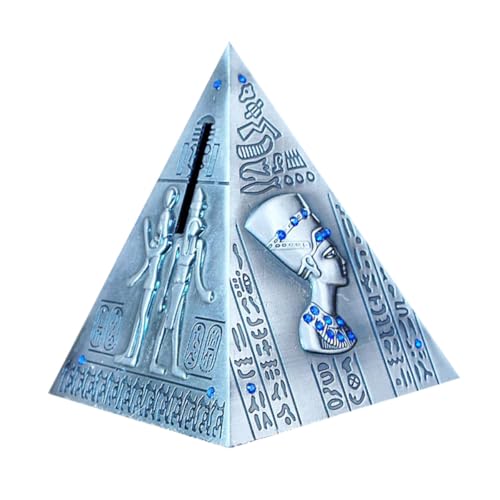 Homoyoyo Tirelire Pyramide Égyptienne en Alliage Gris Moyen, Pot D’épargne Décoratif Vintage, Bocal à Provisions pour Pièces de Monnaie, Présent Anniversaire Garçon et Filles, Rangement