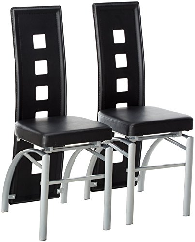 Los Feliz Dining Chairs Black and Silver (Set of 2)