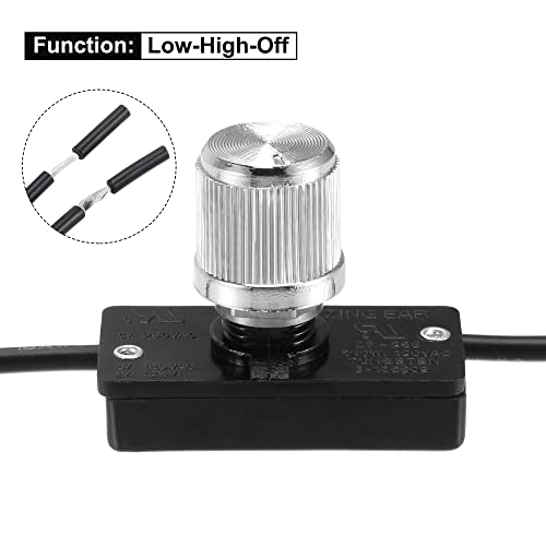 Meccanixity Canopy Switch 3A 250V 6A 125V Rotary Style Low-High-Off Dimmer Knob With Lead Wire Ze-256 For Incandescent Lights, Black Pack Of 2 #TOP3