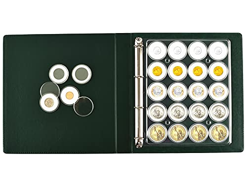 Álbum para Cápsula de Moneda Libro de Colección Monedas Suministros Verde 4