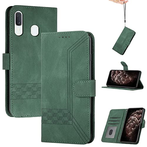 Wallet Custodia Cover per Samsung Galaxy Sottile per Telefono Premium Supporto Stand Chiusura Magnetica-Verde pelle
