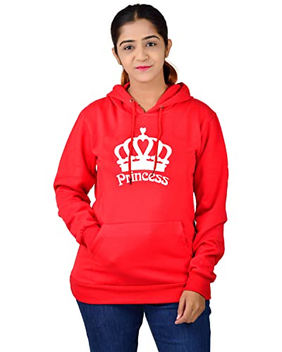 Image of More & More HOODMASTER Women's Fleece Hoodie Sweatshirt with Pockets Full Sleeves Regular Fit Solid Pattern Princess Theme Hooded Neck and Standard Length | Women Fleece Hoodie