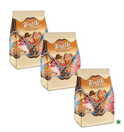Image of Elvan Truffle Assortment Mini Bag, Truffle Mix Assortment Of Hazelnut, Strawberry and Coconut flavoured cream filled rice puff milk cocoa products (150 gram) (Pack of 3)