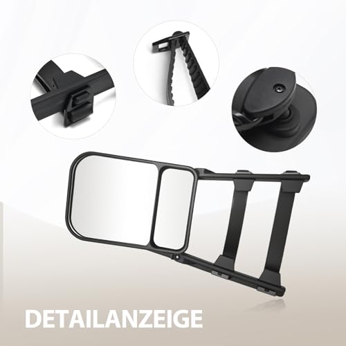 Ollanoos 2 sztuki lusterek do przyczepy kempingowej, uniwersalne, regulowane lusterka do przyczepy kempingowej, obracane o 360°, do wszystkich zwykłych pojazdów