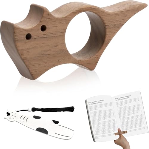 Supporto Per Pagine di Libri a Forma di Gatto Fermaglio Per in Legno Liscio Segnalibro Pollice Portapagine Per con Pollice Regali Ideali per Lettori di Libri E Accessori Per La Lettura