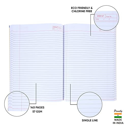 Image of Doms Single Line A4 Note Book (Vacations Series) 140 Pages (Pack of 6)