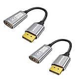 SWITCHFLUX Active DisplayPort to HDMI Adapter (4K@60Hz,1440P/2K@120Hz) Uni-Directional DP 1.2 to HDMI 2.0 Converter,Male to Female,Compatible with AMD,NVIDIA,Desktops,and Gaming Monitors-2 Pack