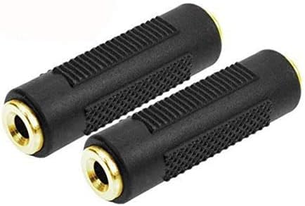 Adaptador de audio 3.5 mm dorado, 2 piezas, hembra a hembra