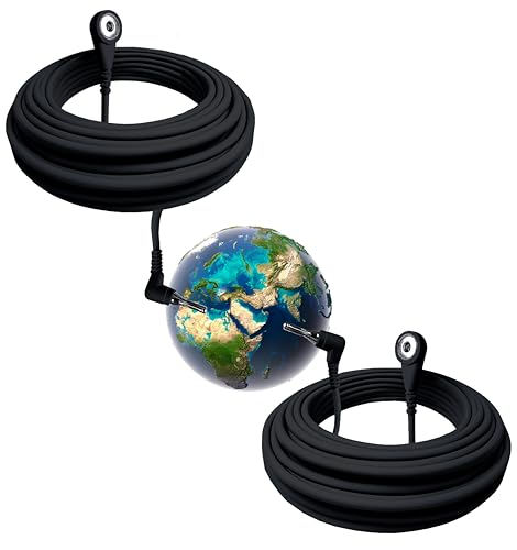 ZenEarth Grounding Outlet Adapter & Replacement Cord for Earthing — Safe Grounding Plug or 15ft Cable for Mats, Sheets & More (2 Black Grounding Cord)