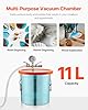 VEVOR Pompe à Vide 110 L/min avec Chambre à Vide de Dégazage 11,36 L, Couvercle Verre Trempé, Kit Pompe à Vide 1 Étage avec Tuyau 1,5 m, Huile, pour Stabilisation du Bois, Dégazage, Résine de Silicone #4