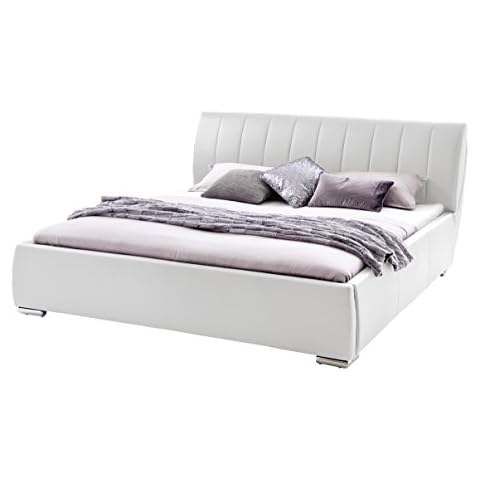 sette notti Polsterbett Bett 180x200 Weiß mit Bettkasten Cover