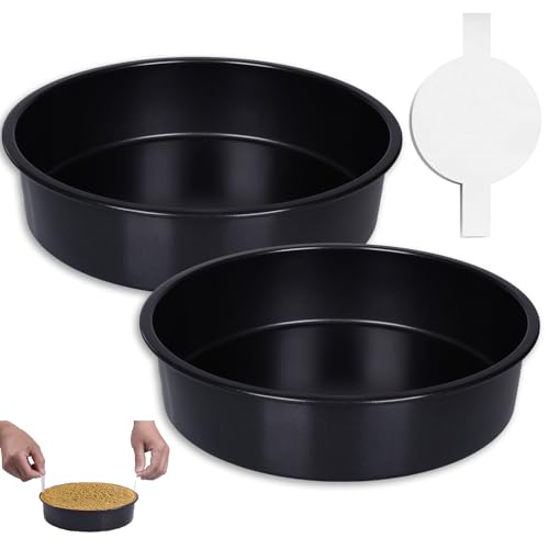 SAGOOITS Set di teglie rotonde per torte da 20 cm, con 50 fogli di carta pergamena, antiaderenti, per torte, colore nero
