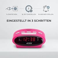 ICES ICR-210 PINK - Uhrenradio - Radiowecker mit Stromkabel - 2 Weckzeiten – Ansicht 5