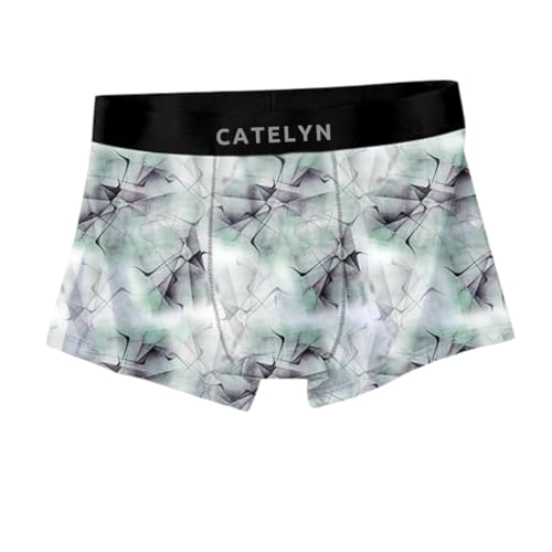 Image of CATELYN Printed Men's Extra Thin Elastic Ice Silk Underwear - Long, Comfortable, Breathable Boxer Brief Trunks, Smooth Fabric (Pack of 3)