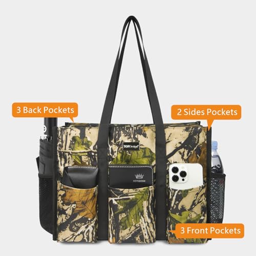Image of TOPDesign Utility Water Resistant Tote Bag with 13 Pockets, Top Zipper Closure & Thick Bottom Support, for Working Women