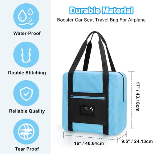 Image of Teamoy Infant Booster Seat Travel Bag for Airplane, Blue | Booster Seat Bags with Handle, Compatible with Most Standard Boosters