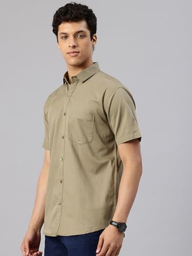 Image of Majestic Man Slim Fit Pure Cotton Half Sleeve Solid Casual Shirt