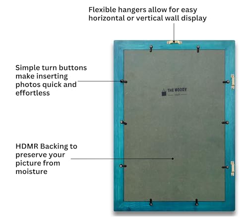 Image of 8 x 12 inch Wooden Photo Frame with Mat, Blue Photo Frame 8 x 12 inch with Mat or 12 x 18 inch without Mat for Wall Decoration, Gallery Walls, Best Wooden Photo Frames for Posters and Photos