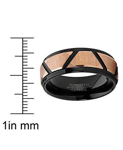 Metal Masters Co. Men's Tungsten Carbide Wedding Ring Black and Rose Goldtone Faceted Band 8mm4