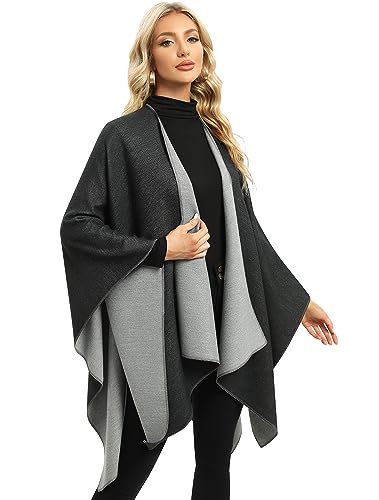 Femdouce Women's Warm Blanket Shawl Wrap Lightweight Open Front Poncho Cape for Spring Fall Winter4