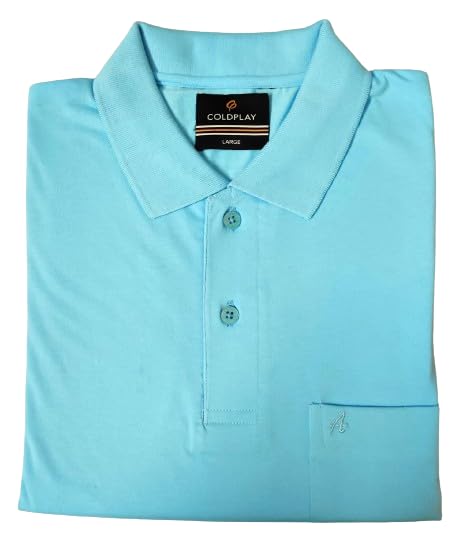 Image of COLDPLAY Men's Cotton Blend Solid Polo T-Shirt | Men's Half Sleeve Polo T-Shirt