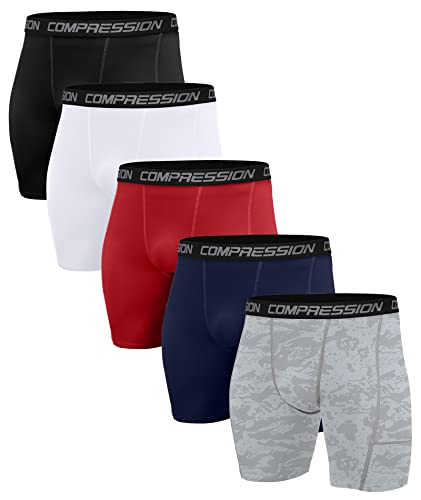 Image of Men's Compression Shorts Underwear, Athletic Workout Base Layer, 4-Way Stretch Moisture-Wicking for Running, Gym, 3 or 5 Pack
