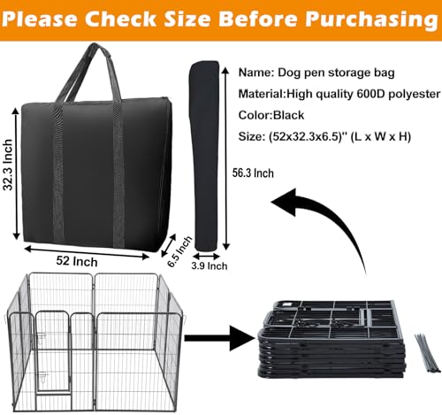 LWFCOEE 50 Inch Waterproof Heavy Duty Dog Fence Travel Bag, Fits 8 Panels Dog Pen and 9 Stakes, 52"x32.3"x6.5" by LWFCOEE - Used condition - Image 2