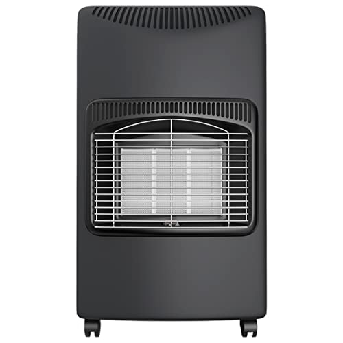 NIKLAS - Chauffage d'appoint gaz 4200W + Connectique incluse 3 niveaux de chauffe - Poele à gaz Infrarouge Gris sur roulettes, Allumage facile Piezo,...